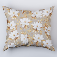 Poszewka bawełniana na poduszkę 50x60 | 075beż | beżowa | kwiaty magnolie