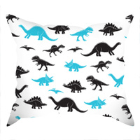 Poszewka bawełniana na jaśka 40x40  | 411trk | biało turkusowa | dinozaury