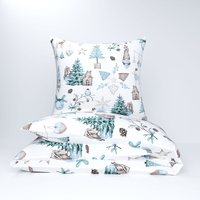 Zestaw pościeli  100x160 + 40x60 + prześcieradło we wzorze 80x160 | 017s-m | biała | świąteczna choinki