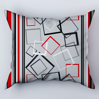 Poszewka z kory 50x60 | 031czerw | szaro czerwona | geometryczny