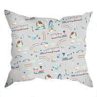 Poszewka bawełniana na jaśka 40x40 | 303sza | szara | ciuchcia pociągi