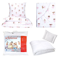 Zestaw pościeli 100x160 + 40x60 + prześcieradło we wzorze 80x160 | 275ROZ | biało różowa | baletnice i nutki