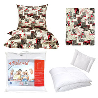 Zestaw pościeli 100x160 + 40x60 + prześcieradło we wzorze 80x160 | 245ecr | ecru | stare auta