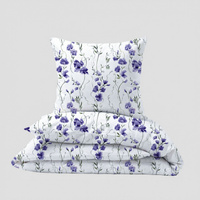 Pościel bawełniana 160x200 + poszewka 50x60 | biało fioletowa | powoje kwiaty | 122fio
