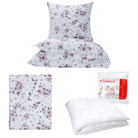 Zestaw pościeli  100x160 + 40x60 + prześcieradło we wzorze 80x160 | 118róż | biała | kwiaty róże