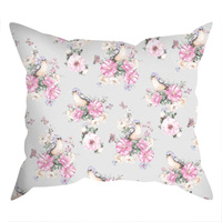 Poszewka bawełniana na jaśka 40x40 112sza | szara | kwiaty