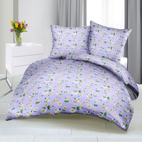 Pościel z kory 200x220 + poszewki na poduszkę 2*70x80 | 274niebieski | niebieska | kwiaty stokrotki