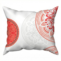 Poszewka z kory 40x40 | 199red | biała | ornament