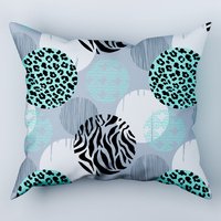 Poszewka bawełniana na poduszkę 50x50 | 085s-m | szaro miętowa | geometryczny panterka