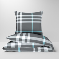 Pościel dla dziecka bawełniana 140x160 + poszewka na poduszkę 50x60 | 218sza | szara | krata
