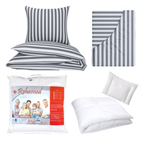 Zestaw pościeli 100x160 + 40x60 + prześcieradło we wzorze 80x160 | 213sza | szara | pasy