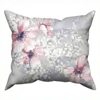 Poszewka z kory 50x60 | 143róż | szara | kwiaty