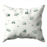 Poszewka bawełniana na poduszkę 40x60 | 505zie | biało zielona | pojazdy koparki