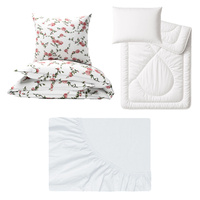 Zestaw pościeli  100x160 + 50x60 + prześcieradło jersey 80x160 | 428nic | biała | króliczki