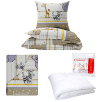 Zestaw pościeli  100x160 + 40x60 + prześcieradło we wzorze 80x160  | 104bez | beżowa | zwierzątka safari