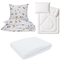 Zestaw pościeli  100x160 + 50x60 + prześcieradło jersey 80x160 | 432nsz | szara | kotki