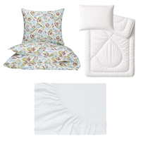 Zestaw pościeli 100x160 + 40x60 + prześcieradło jersey 80x160 | 052jes | kolorowa | liście jesienne