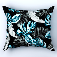 Poszewka flanela 50x60 | 455ntu | czarna | monstera