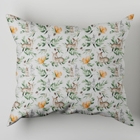 Poszewka bawełniana na poduszkę 50x50 | 314wie | biała | sarenki i króliczki