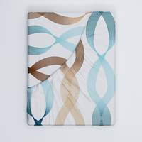 Prześcieradło z gumką do łóżeczka 70x140 bawełniane | 434nie | niebiesko brązowe | geometryczna wstążki