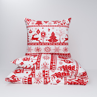 Pościel dla dziecka bawełniana 140x160 + poszewka na poduszkę 70x80 | 094cze | czerwona | świąteczny renifery