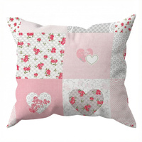 Poszewka bawełniana na jaśka 40x40 | 137róż | różowa | patchwork z sercami
