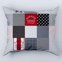 Poszewka z kory 40x40 | 190red | czerwona | Patchwork z gwiazdą