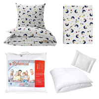 Zestaw pościeli  100x160 + 40x60 + prześcieradło we wzorze 80x160 | 145kolo | biała | gwiazdki