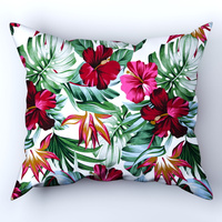 Poszewka bawełniana na poduszkę 50x50 | 455kwi | kolorowa | liście kwiaty