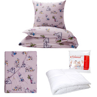 Zestaw pościeli  100x160 + 40x60 + prześcieradło we wzorze 80x160 | 502róż | różowa | króliczki