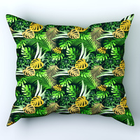 Poszewka z kory 40x40 | 349zie | czarno zielona | monstera