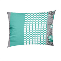 Poszewka z kory 40x40 | 063mięta | szaro miętowa | róże i pasy