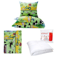 Zestaw pościeli  100x160 + 40x60 + prześcieradło we wzorze 80x160 | 081far | kolorowa | farma traktor