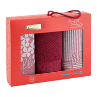 Komplet ścierek kuchennych flores bordowy