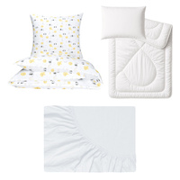 Zestaw pościeli 100x160 + 40x60 + prześcieradło jersey 80x160 | 210lew | biała | safari lwy