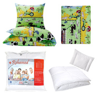 Zestaw pościeli 100x160 + 40x60 + prześcieradło we wzorze 80x160 | 081far | kolorowa | farma traktor