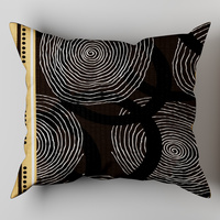 Poszewka flanela 50x60 | 183bra | brązowa | koła pasy geometria