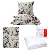 Zestaw pościeli  100x160 + 40x60 + prześcieradło we wzorze 80x160 | 082róż | kolorowa | kwiaty róże