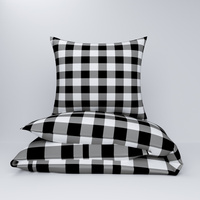 Pościel z kory 160x200 + 70x80 + 40x40 | kraczr | biało czarna | krata kratka
