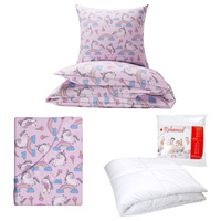 Zestaw pościeli  100x160 + 40x60 + prześcieradło we wzorze 80x160  | 103róż | różowa | jednorożce