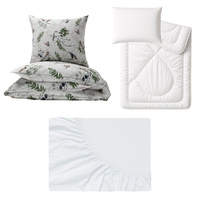 Zestaw pościeli 100x160 + 40x60 + prześcieradło jersey 80x160 | 179beż | beżowa | ptaki