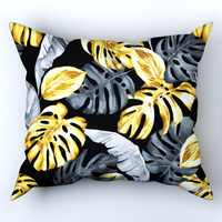 Poszewka z kory 50x60 | 455zlo | czarna | liście monstera