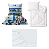 Zestaw pościeli  100x160 + 50x60 + prześcieradło jersey 80x160 | 081nie | niebieska | traktory