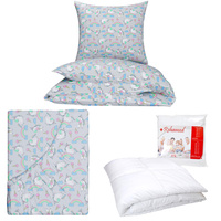 Zestaw pościeli  100x160 + 40x60 + prześcieradło we wzorze 80x160  | 103szary | szara | jednorożce
