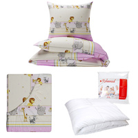 Zestaw pościeli  100x160 + 40x60 + prześcieradło we wzorze 80x160  | 104róż | różowa | zwierzątka safari