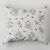 Poszewka bawełniana na poduszkę 50x50 | 347baw | biała | kwiaty bawełny