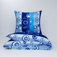 Pościel flanela 140x200 + poszewka na poduszkę 50x60 | 034nie | niebieska | bombelki