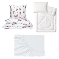 Zestaw pościeli  100x160 + 50x60 + prześcieradło jersey 80x160 | 228róż | różowa | króliczki