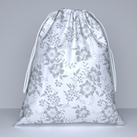 Worek szkolny na buty | 116bsz | biało szary | kwiaty lilie
