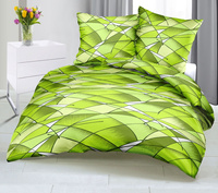 Pościel z kory 160x200 + poszewka na poduszkę 70x80 | 025zzi | zielona | geometryczny